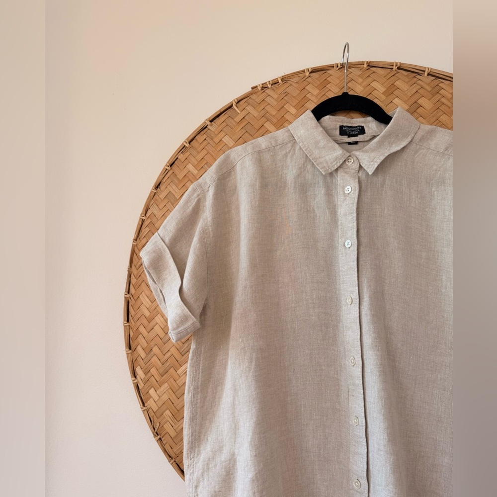 J CREW‎ BAIRD McNUTT IRISH LINEN CAPTAINE RELAXED SHIRT CREAM SZ M LAGENLOOK EUC - Picture 7 of 11